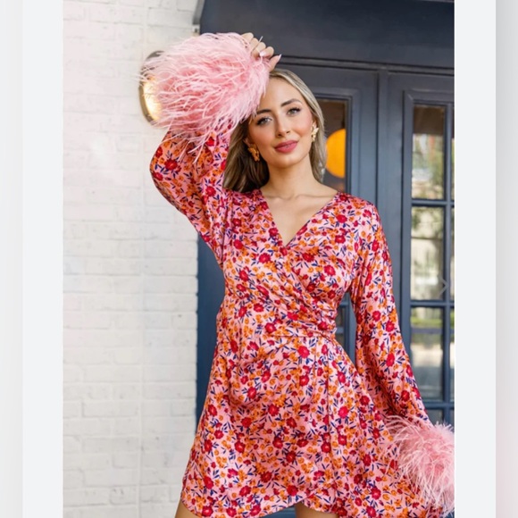 Buddy Love Dresses & Skirts - Buddy Love Anisa Feather Sleeve mini dress